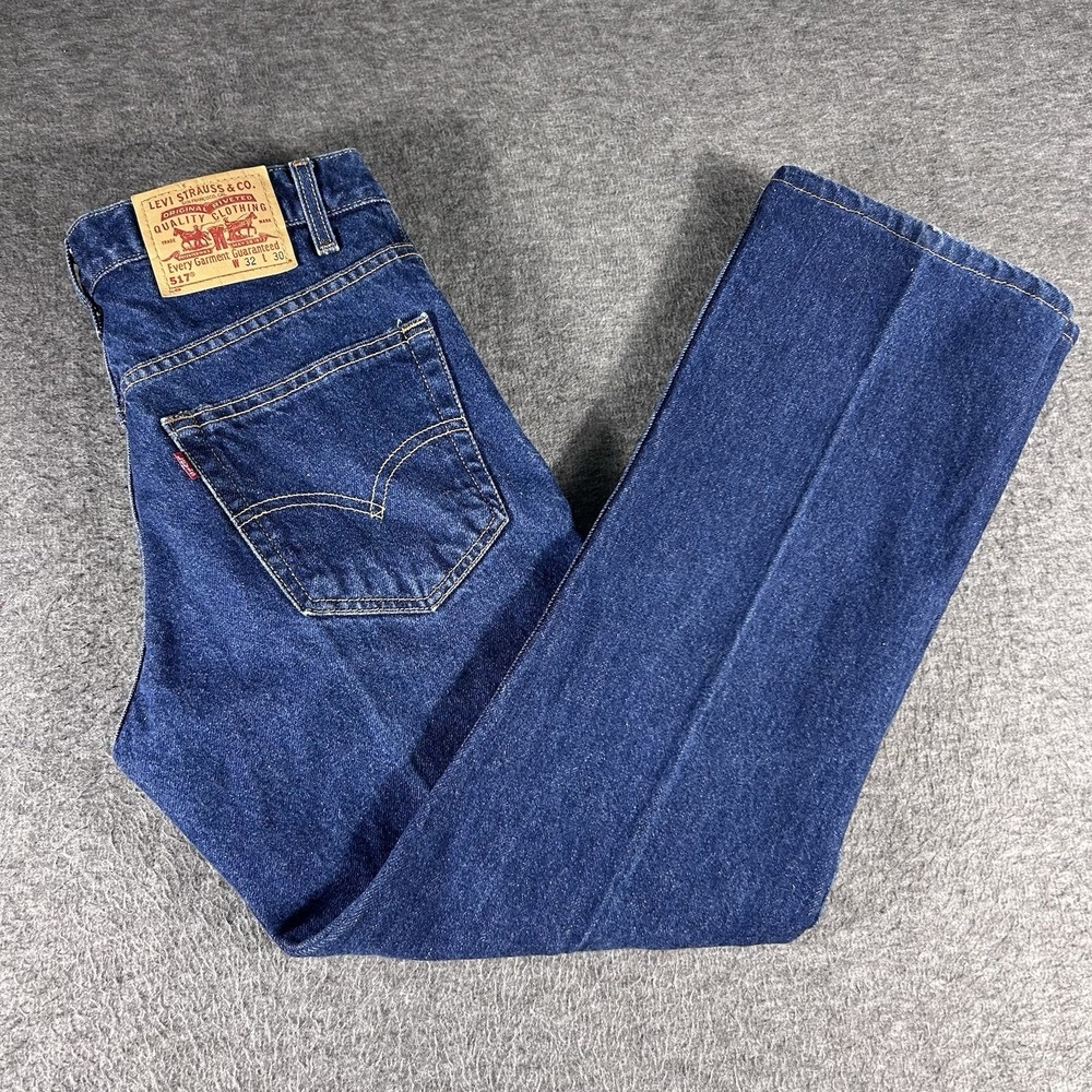 Vintage 90s Levis 517 Mens 32x30 Faded Western Flared Bootcut Denim Jeans Blue